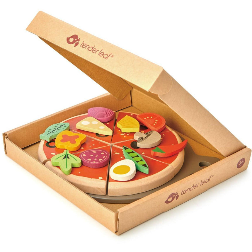 Tender Leaf Toys: drewniana pizza z dodatkami na rzepy Pizza Party - Noski Noski
