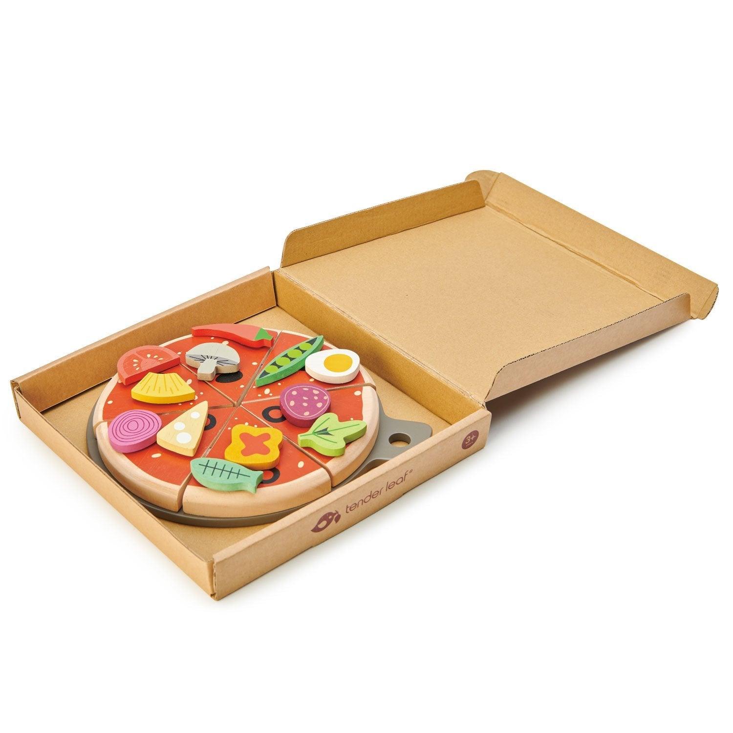Tender Leaf Toys: drewniana pizza z dodatkami na rzepy Pizza Party - Noski Noski