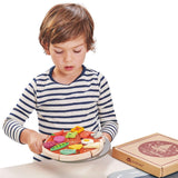 Tender Leaf Toys: drewniana pizza z dodatkami na rzepy Pizza Party - Noski Noski