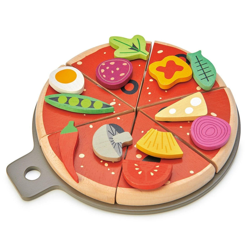 Tender Leaf Toys: drewniana pizza z dodatkami na rzepy Pizza Party - Noski Noski