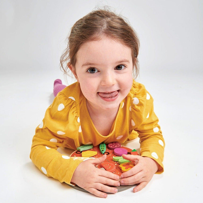 Tender Leaf Toys: drewniana pizza z dodatkami na rzepy Pizza Party - Noski Noski