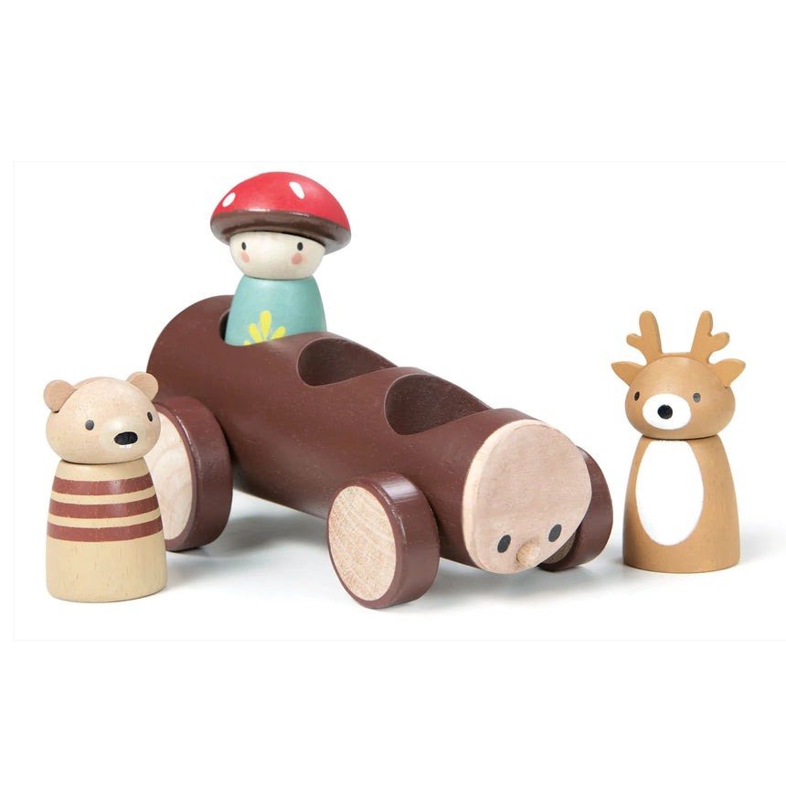 Tender Leaf Toys: drewniana taksówka leśna z figurkami Timber Taxi - Noski Noski