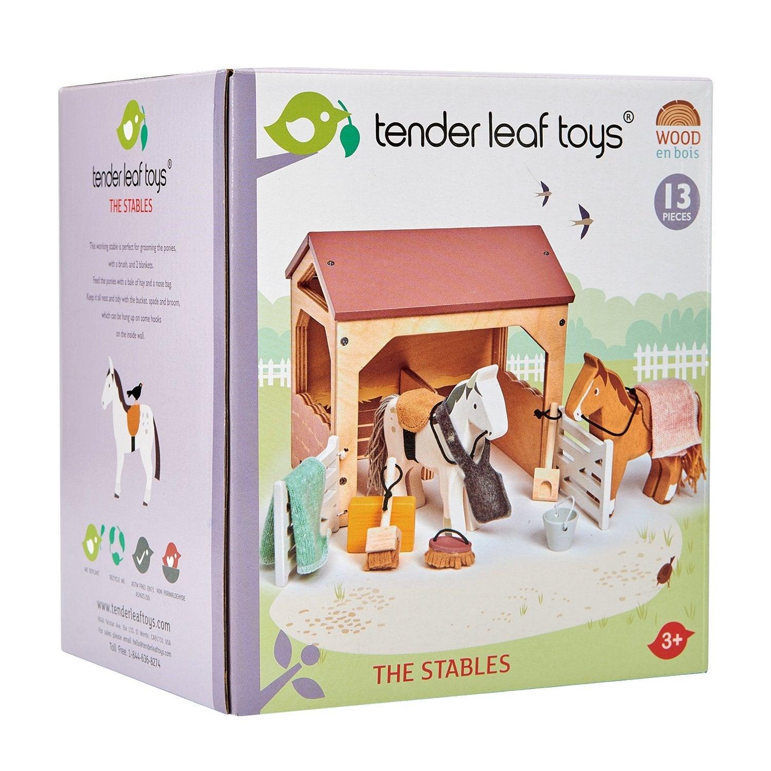 Tender Leaf Toys: drewniane figurki Stajnia i Konie - Noski Noski