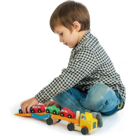 Tender Leaf Toys: drewniane laweta z autkami Car Transporter - Noski Noski