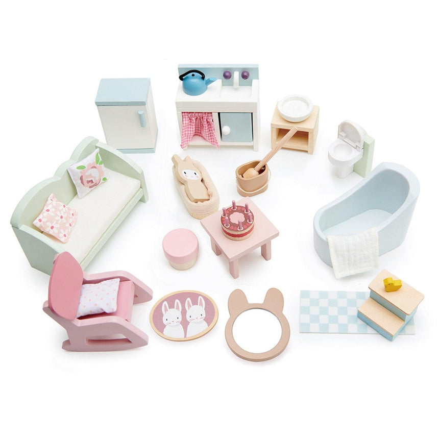 Tender Leaf Toys: drewniane meble do domku dla lalek Countryside Furniture Set - Noski Noski