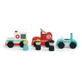 Tender Leaf Toys: drewniane pojazdy ratunkowe ABC Cars - Noski Noski