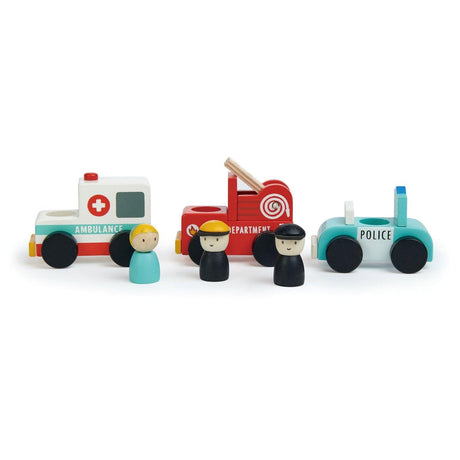 Tender Leaf Toys: drewniane pojazdy ratunkowe ABC Cars - Noski Noski