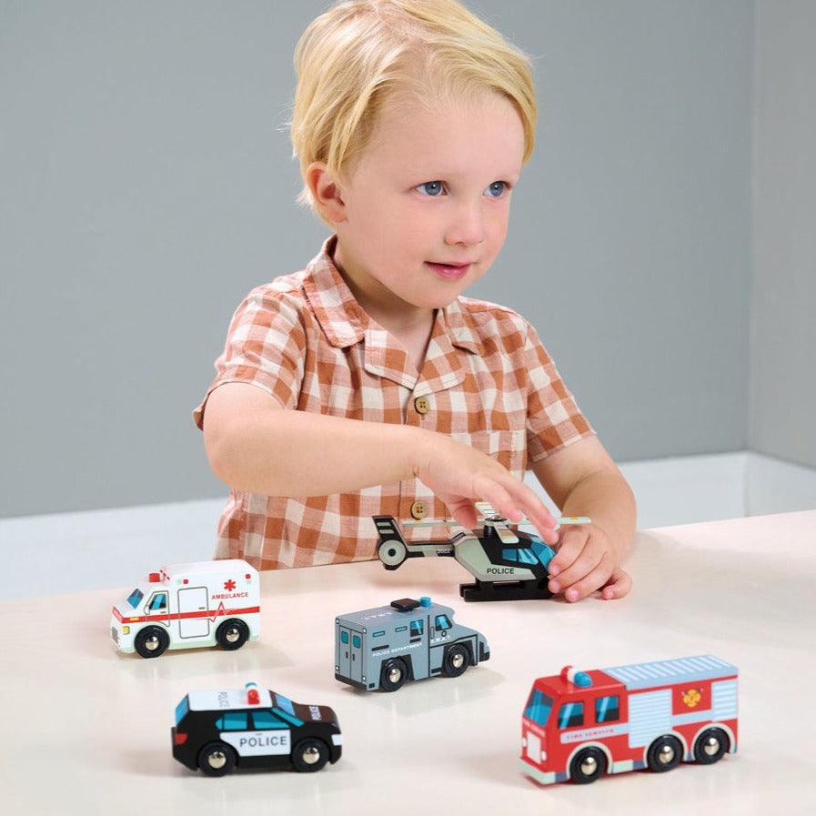 Tender Leaf Toys: drewniane pojazdy ratunkowe Emergency Vehicles - Noski Noski