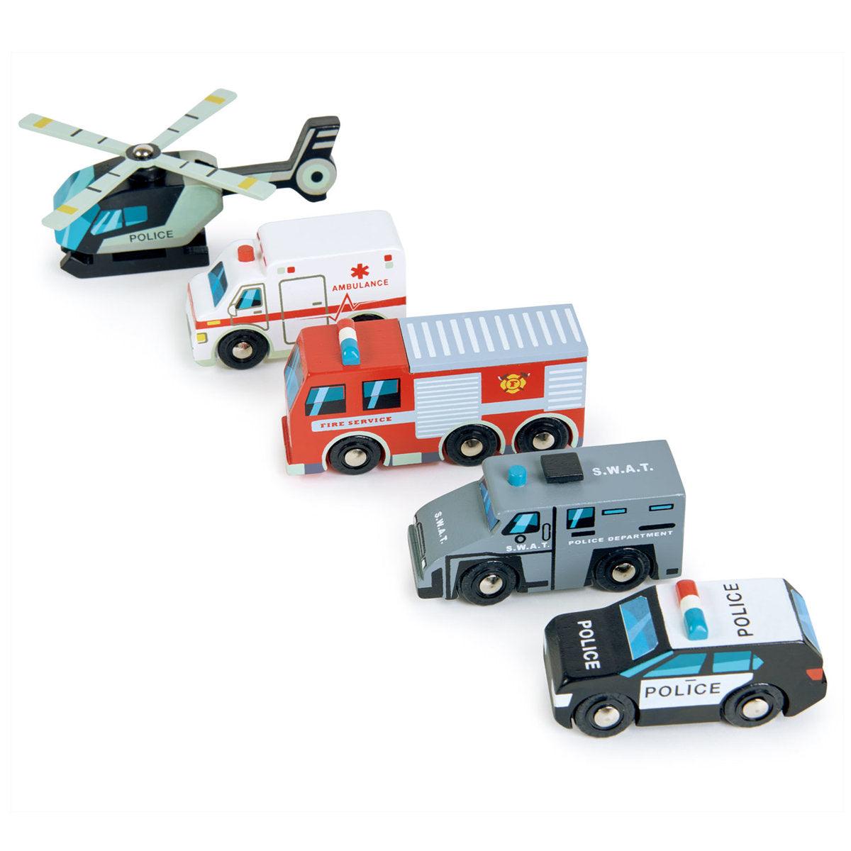 Tender Leaf Toys: drewniane pojazdy ratunkowe Emergency Vehicles - Noski Noski