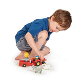 Tender Leaf Toys: drewniany traktor z przyczepą ze zwierzątkami - Noski Noski