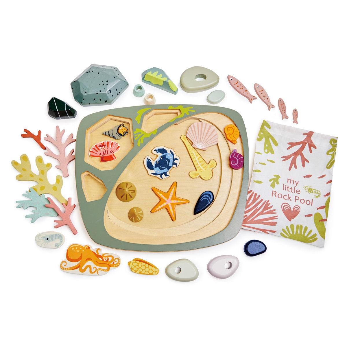 Tender Leaf Toys: drewniany zestaw kreatywny ocean My Little Rock Pool - Noski Noski