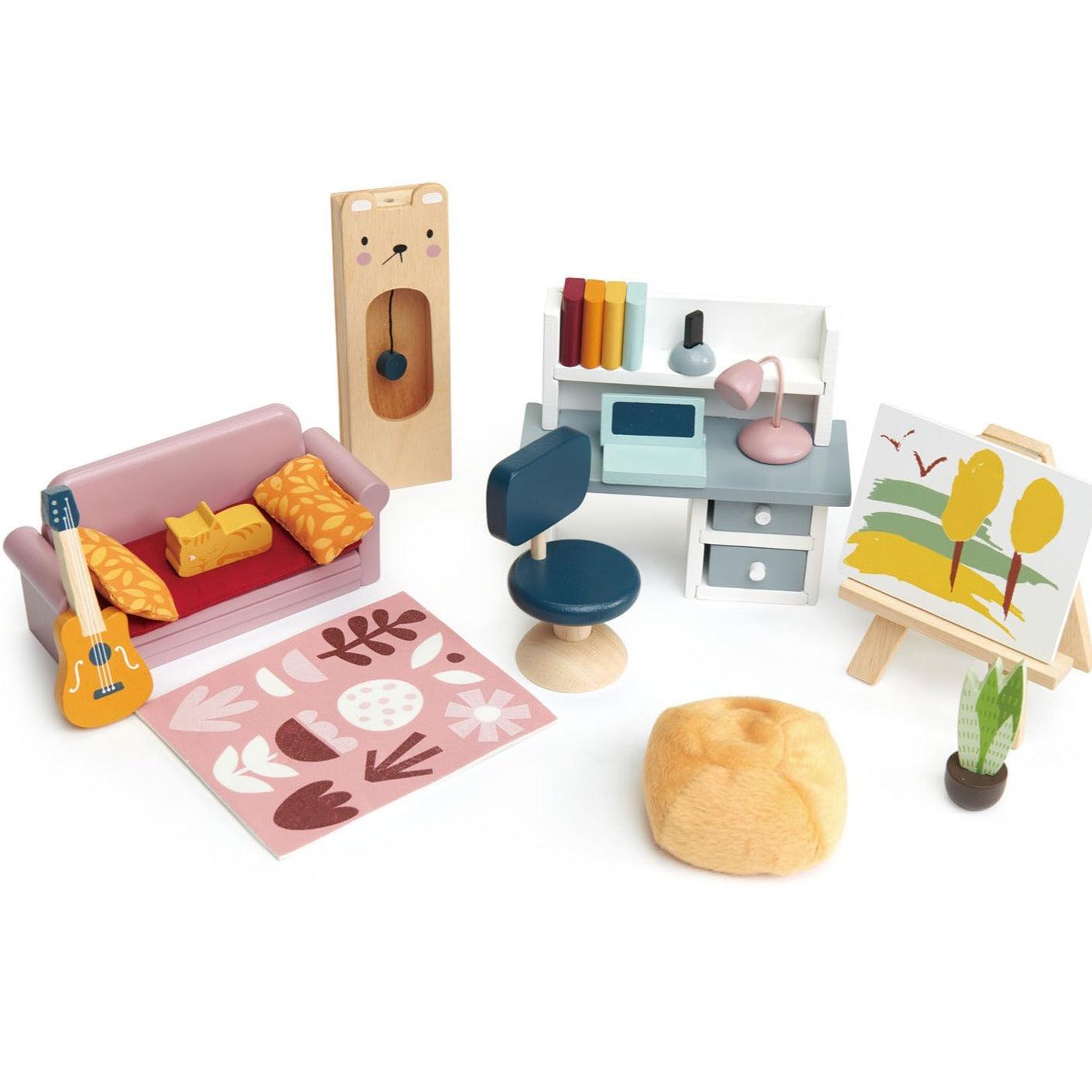 Tender Leaf Toys: meble do domku dla lalek pokój Studio - Noski Noski