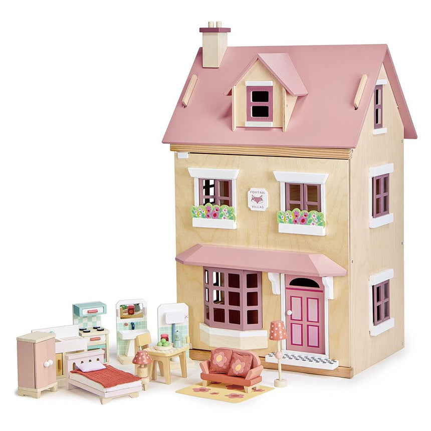 Tender Leaf Toys: trzypiętrowy domek dla lalek z mebelkami Foxtail Villa - Noski Noski