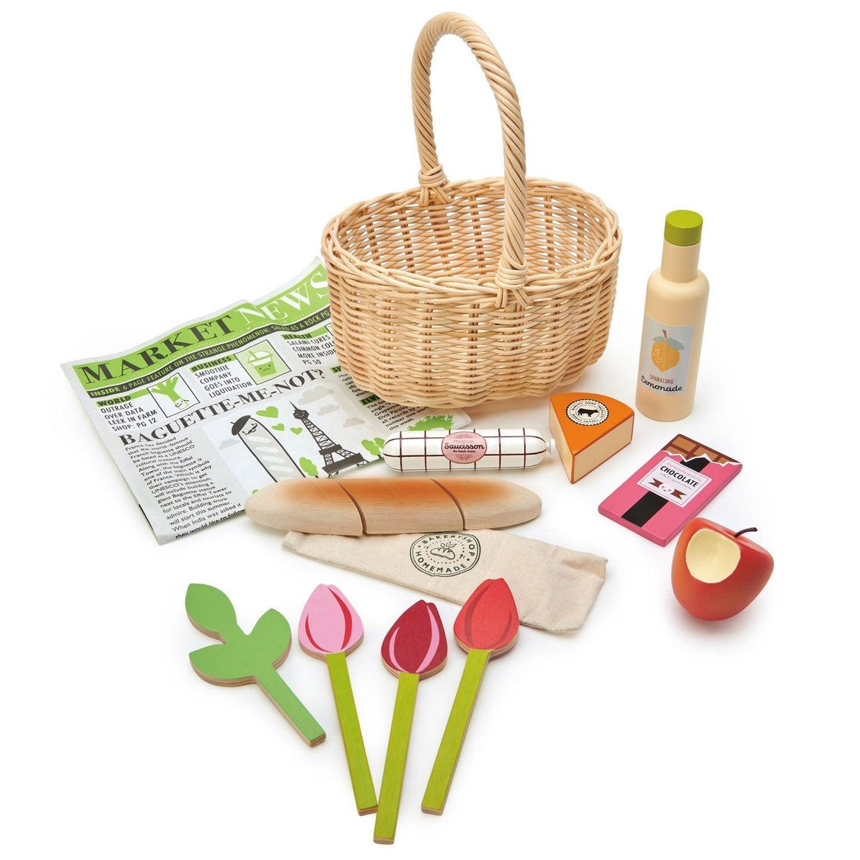 Tender Leaf Toys: wiklinowy koszyk z zakupami Shopping Basket - Noski Noski