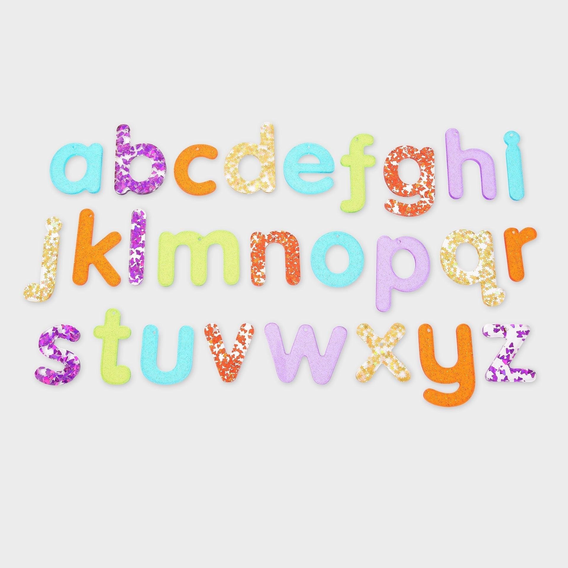 TickiT: brokatowy alfabet małe litery Rainbow Glitter Letters 26 el. - Noski Noski