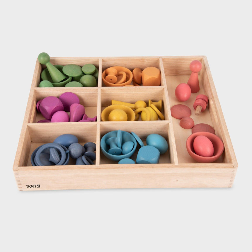 TickiT: drewniana taca odkrywców Wooden Sorting Tray 7-Way - Noski Noski