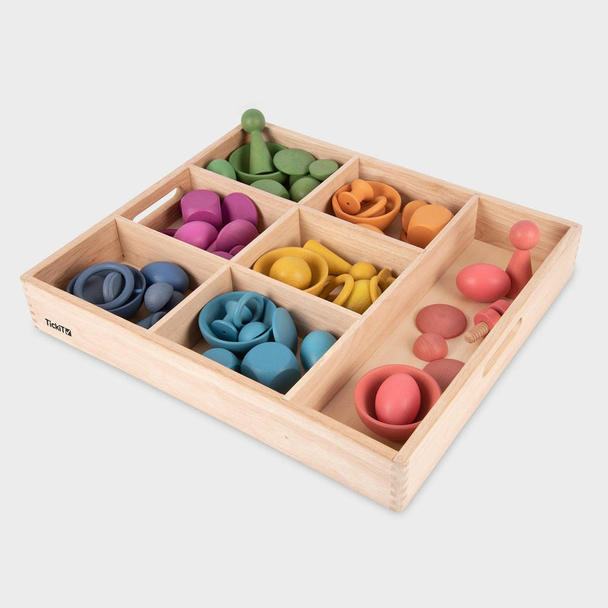 TickiT: drewniana taca odkrywców Wooden Sorting Tray 7-Way - Noski Noski