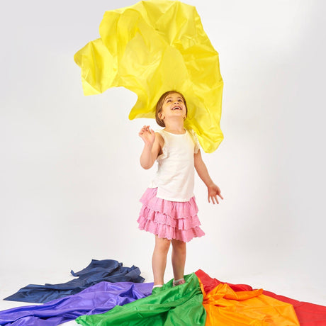 Kolorowe chustki do tańca Tickit Rainbow Habutae, 7 barw, dla dzieci, idealne do zabaw ruchowych, teatralnych i muzycznych.