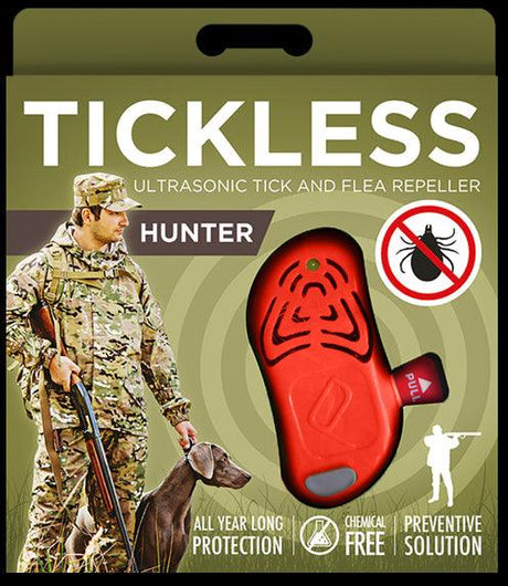 Tickless Hunter ultradźwiękowy odstraszacz kleszczy, skuteczna ochrona dla myśliwych, kompaktowy i łatwy w użyciu.