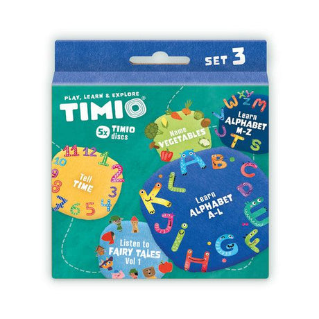 Timio Zestaw Dodatkowych Dysków Edukacyjnych 3 - rozrywka i nauka z bajkami, warzywami, alfabetem w 8 językach.