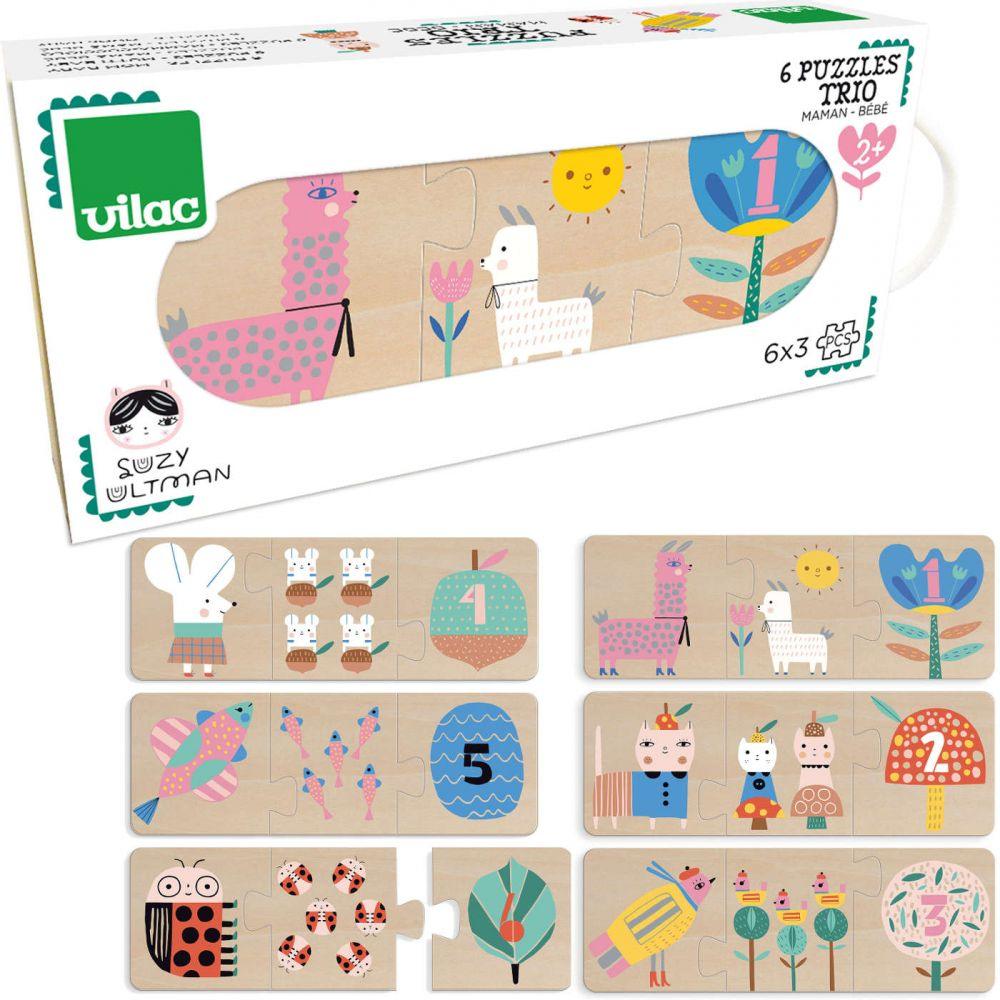 Vilac: drewniane puzzle trio Mama i Dziecko by Suzy Ultman - Noski Noski