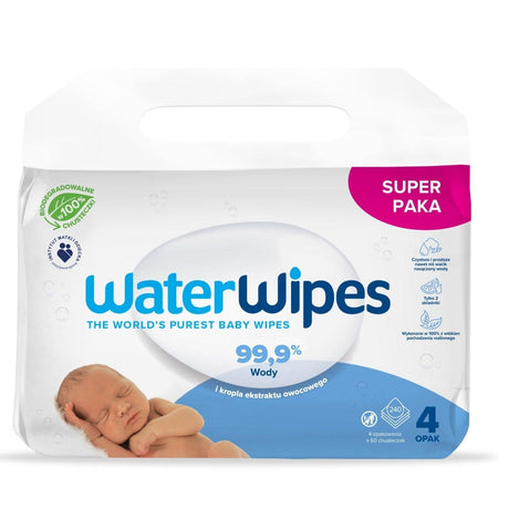 WaterWipes: chusteczki nasączane czystą wodą BIO 4 x 60 szt. - Noski Noski