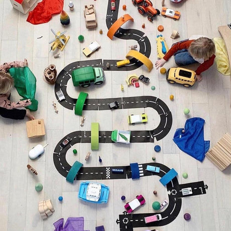 Tor wyścigowy dla dzieci Waytoplay King of the Road, 40 elastycznych elementów, 648 cm, kreatywna zabawa, rozwija wyobraźnię i motorykę