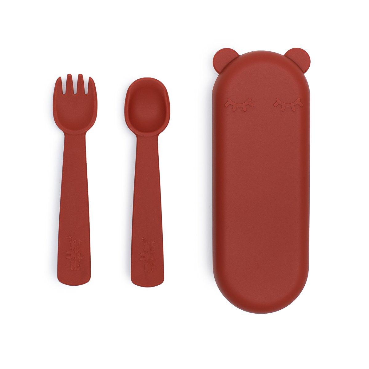 We Might Be Tiny: sztućce w etui miś Feedie Fork & Spoon Set - Noski Noski