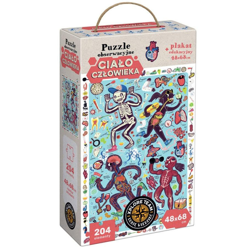 Xplore Team: puzzle obserwacyjne z plakatem Ciało Człowieka - Noski Noski